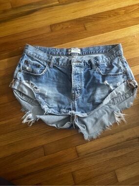 One Teaspoon Light Blue Distressed Denim Cutoff Shorts